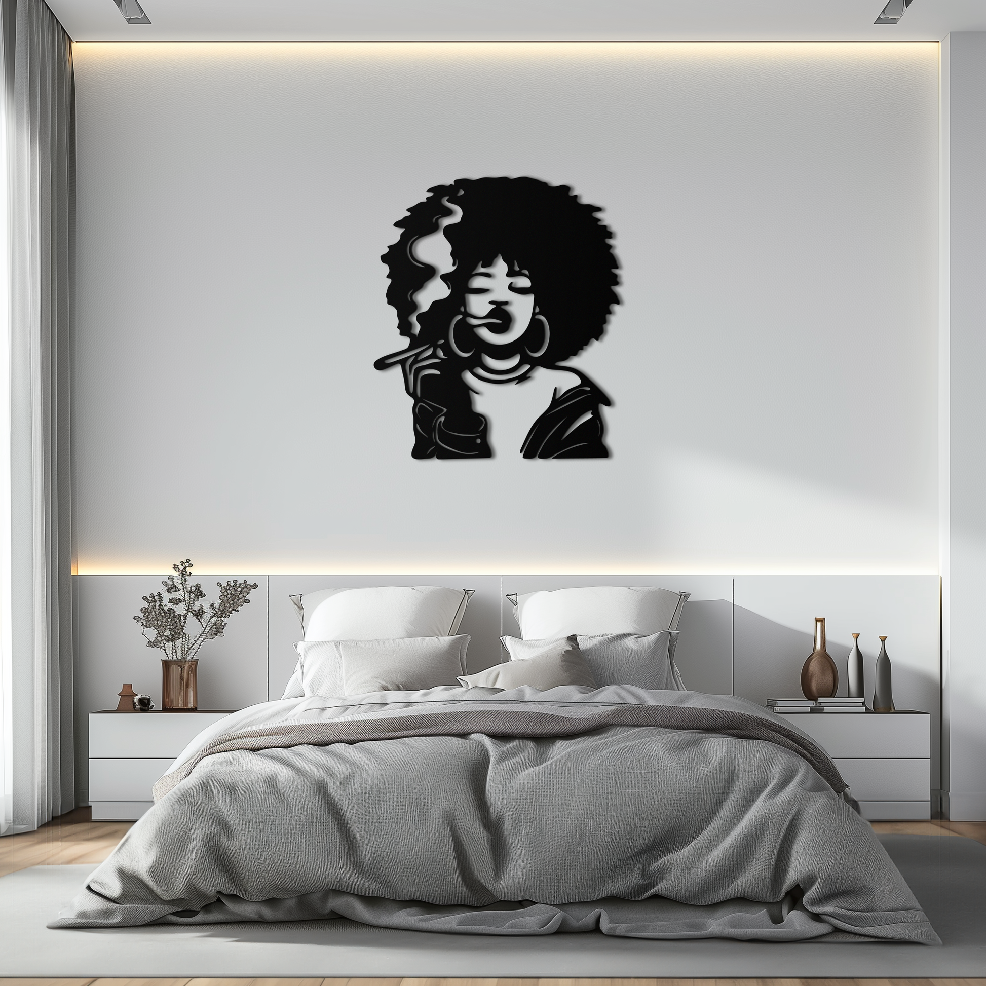 Afro Woman Smoking Silhouette Metal Wall Art – Bold Statement Decor- KAF701 - Tampa Home & Garden Store