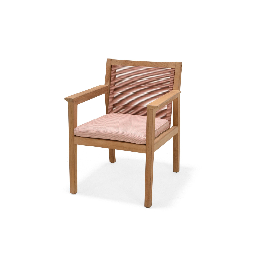 Agate Teak and Rope Armchair with terracotta cushion, teak frame and rope back on Tampa Home & Garden Store