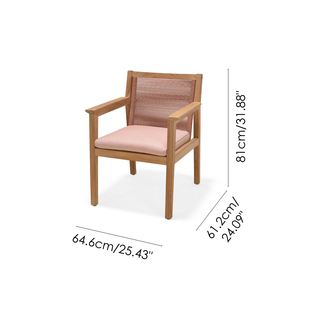 Agate teak and rope armchair with terracotta cushion, LifestyleGarden US club chair on Tampa Home & Garden Store