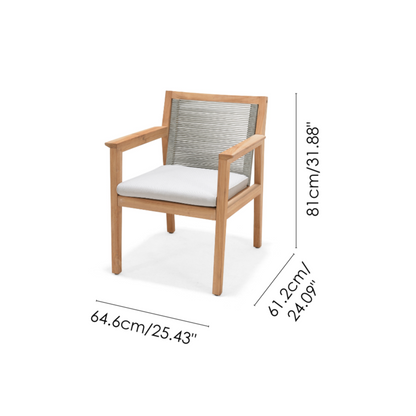 Agate Teak and Rope Armchair Green club chair with natural teak frame, woven rope back, white cushion on Tampa Home & Garden Store
