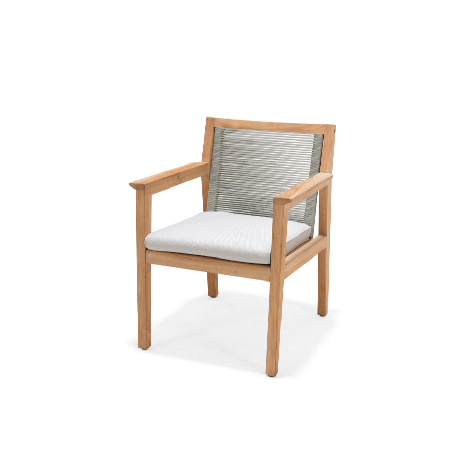 Agate Teak and Rope Armchair green club chair with natural teak frame and grey rope back on Tampa Home & Garden Store