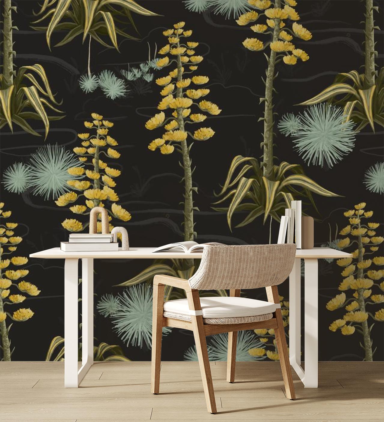 Agave Valley Wallpaper, black - Tampa Home & Garden Store