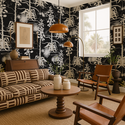 Agave Valley Wallpaper, black and white - Tampa Home & Garden Store