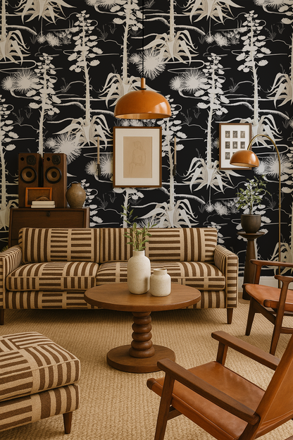 Agave Valley Wallpaper, black and white - Tampa Home & Garden Store