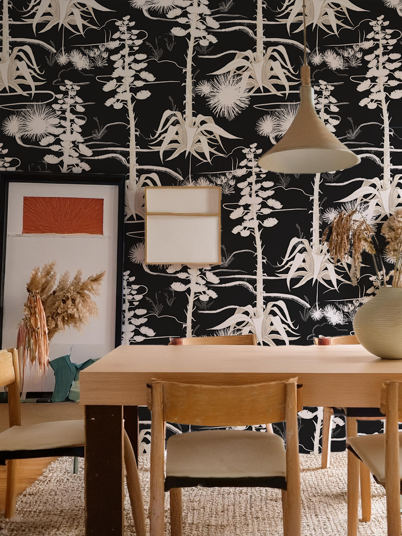 Agave Valley Wallpaper, black and white - Tampa Home & Garden Store