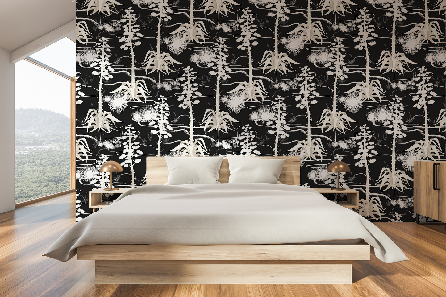 Agave Valley Wallpaper, black and white - Tampa Home & Garden Store