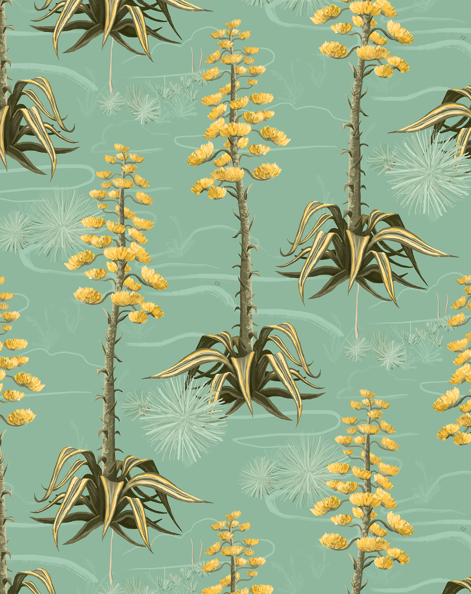 Agave Valley Wallpaper, mint - Tampa Home & Garden Store
