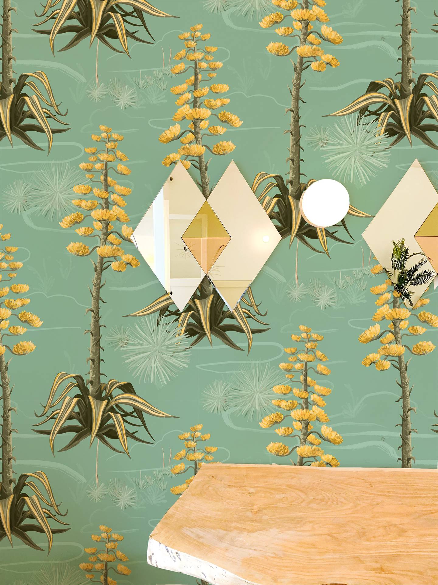 Agave Valley Wallpaper, mint - Tampa Home & Garden Store