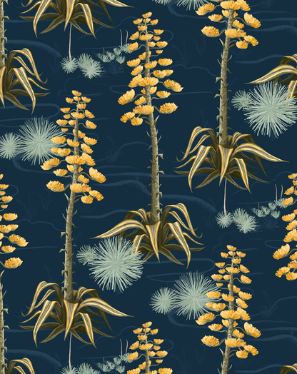 Agave Valley Wallpaper, navy - Tampa Home & Garden Store