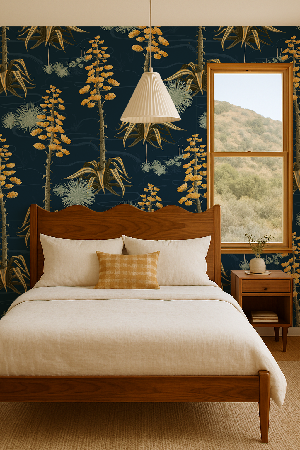 Agave Valley Wallpaper, navy - Tampa Home & Garden Store