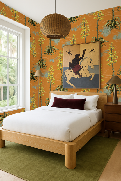 Agave Valley Wallpaper, orange - Tampa Home & Garden Store