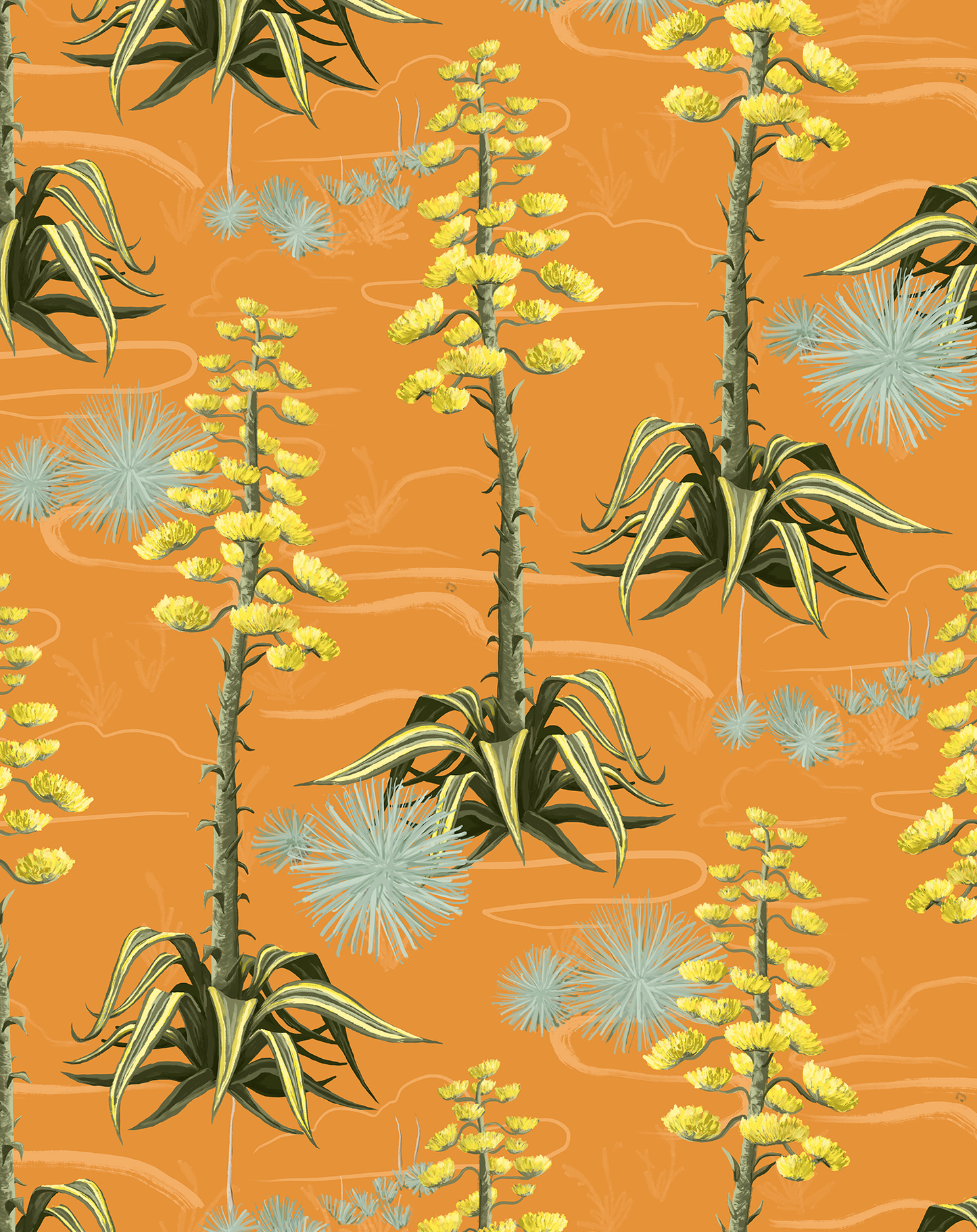 Agave Valley Wallpaper, orange - Tampa Home & Garden Store