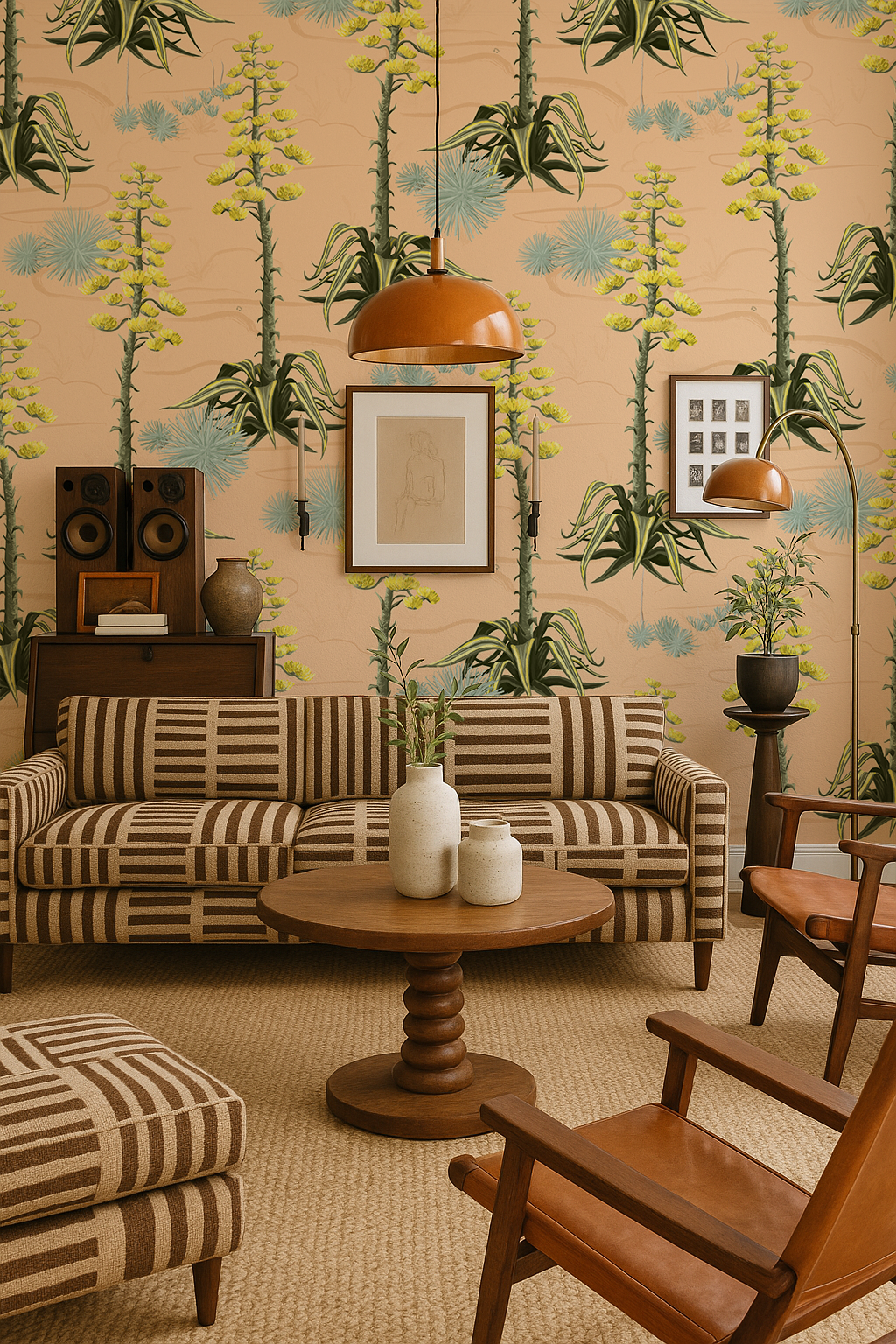 Agave Valley Wallpaper, peach - Tampa Home & Garden Store