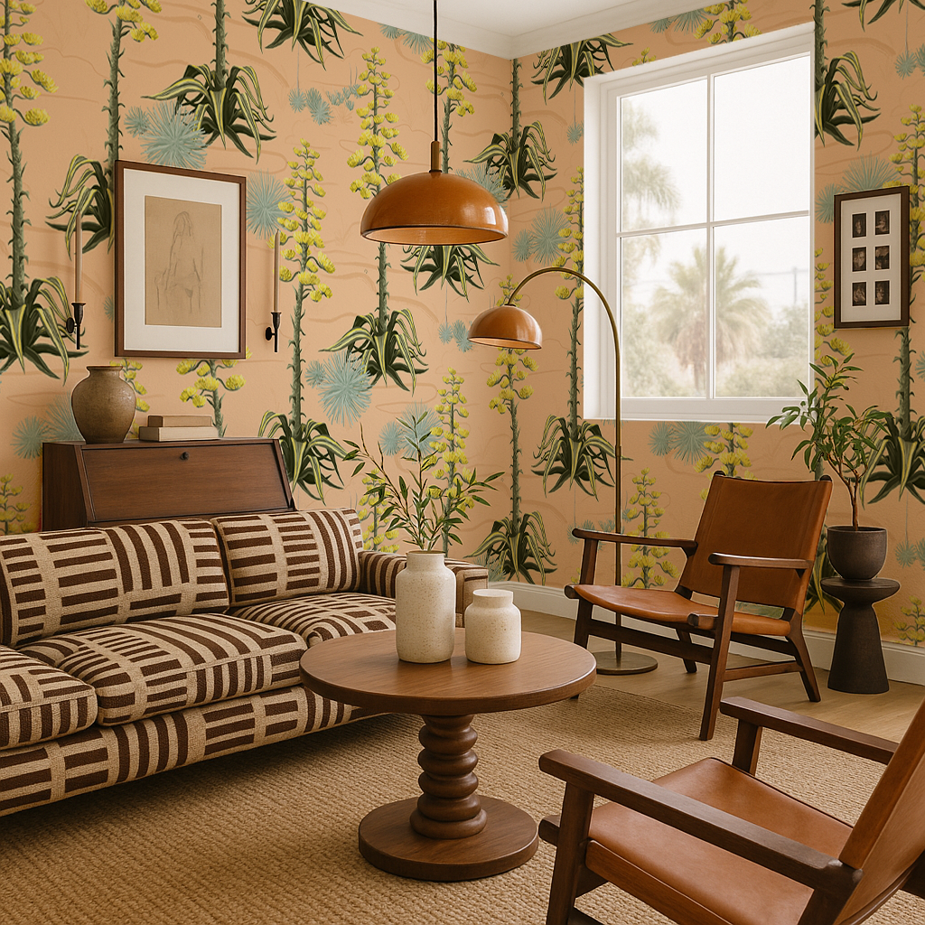 Agave Valley Wallpaper, peach - Tampa Home & Garden Store