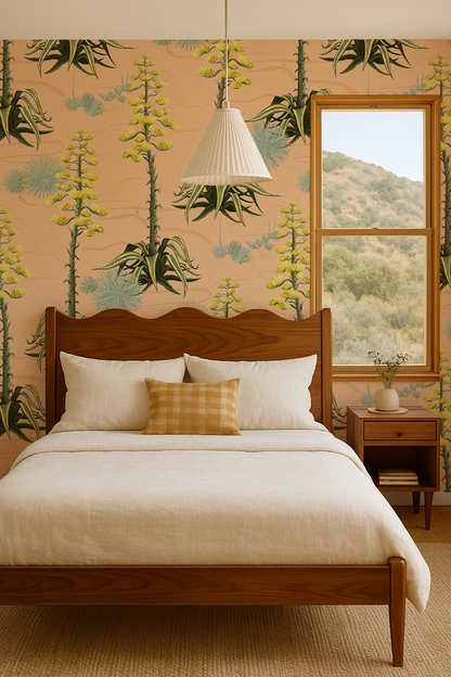 Agave Valley Wallpaper, peach - Tampa Home & Garden Store