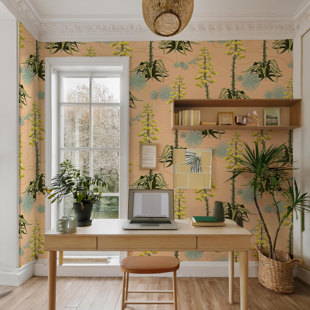 Agave Valley Wallpaper, peach - Tampa Home & Garden Store