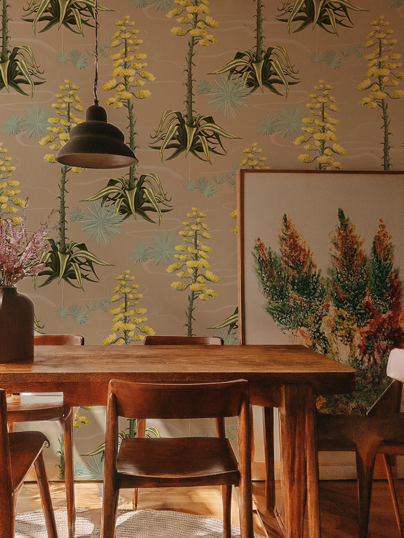Agave Valley Wallpaper, tan - Tampa Home & Garden Store