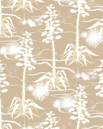 Agave Valley Wallpaper, tan and white - Tampa Home & Garden Store