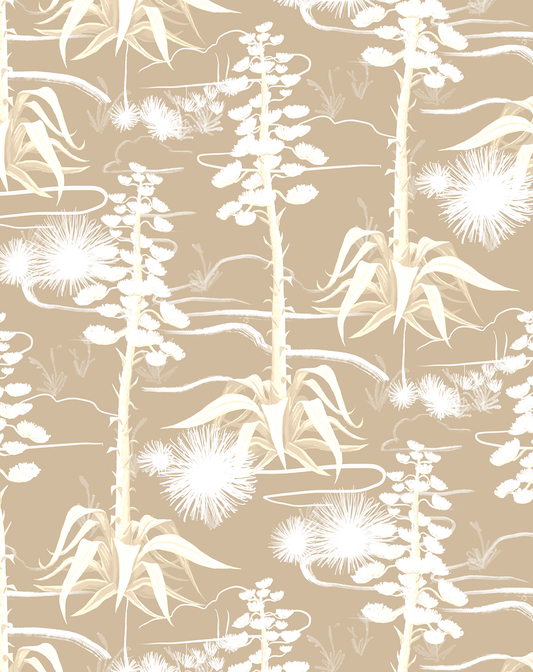 Agave Valley Wallpaper, tan and white - Tampa Home & Garden Store