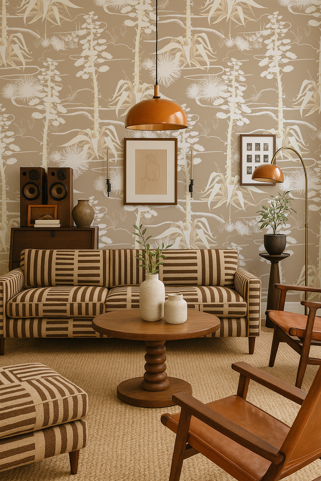 Agave Valley Wallpaper, tan and white - Tampa Home & Garden Store