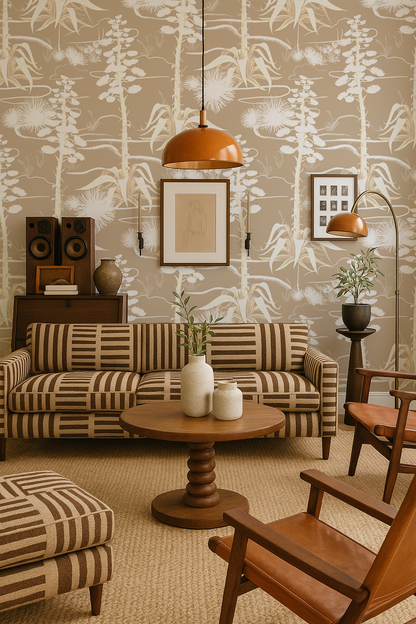 Agave Valley Wallpaper, tan and white - Tampa Home & Garden Store