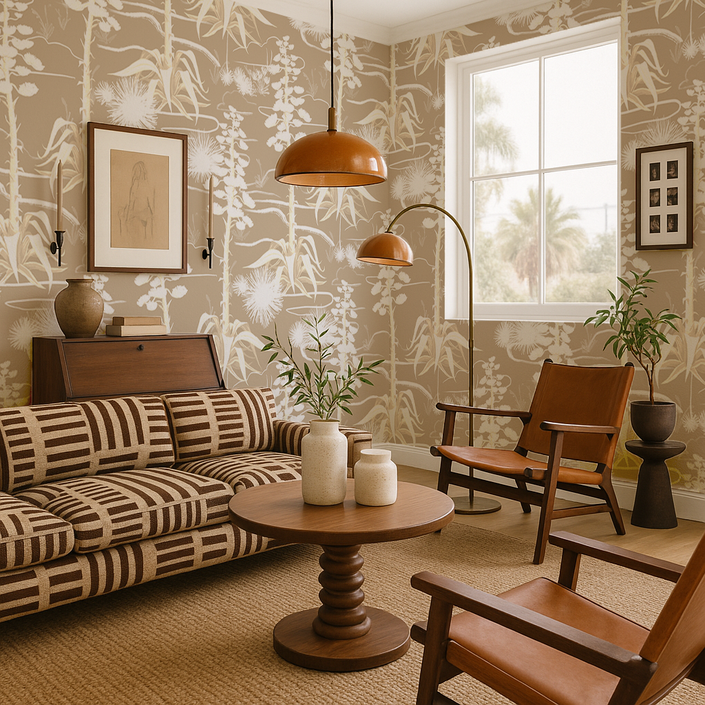 Agave Valley Wallpaper, tan and white - Tampa Home & Garden Store
