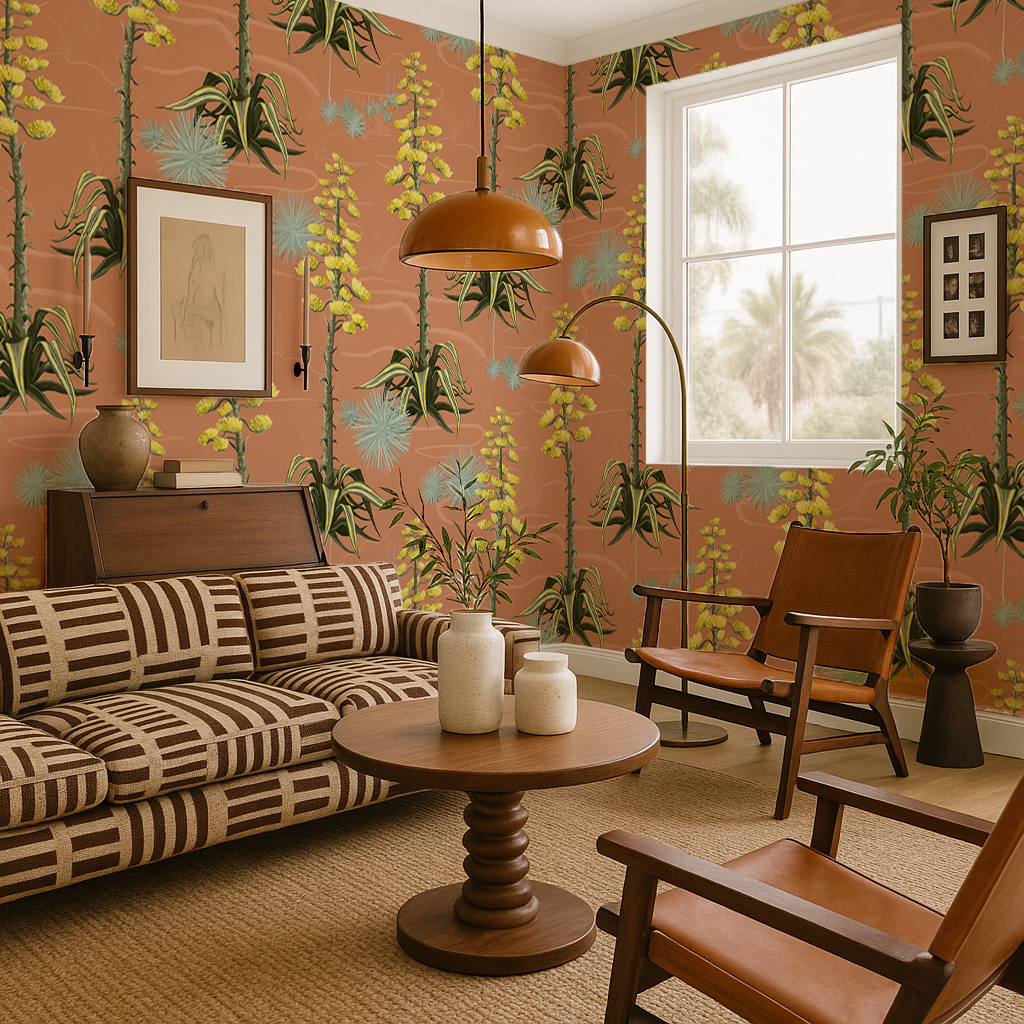 Agave Valley Wallpaper, terra cotta - Tampa Home & Garden Store
