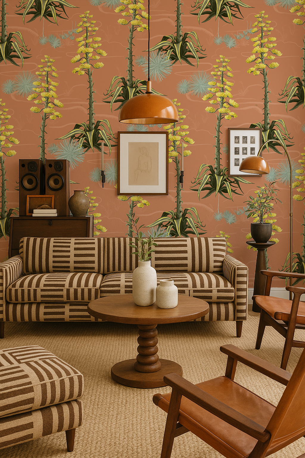Agave Valley Wallpaper, terra cotta - Tampa Home & Garden Store