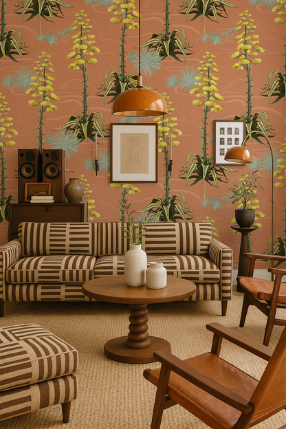 Agave Valley Wallpaper, terra cotta - Tampa Home & Garden Store