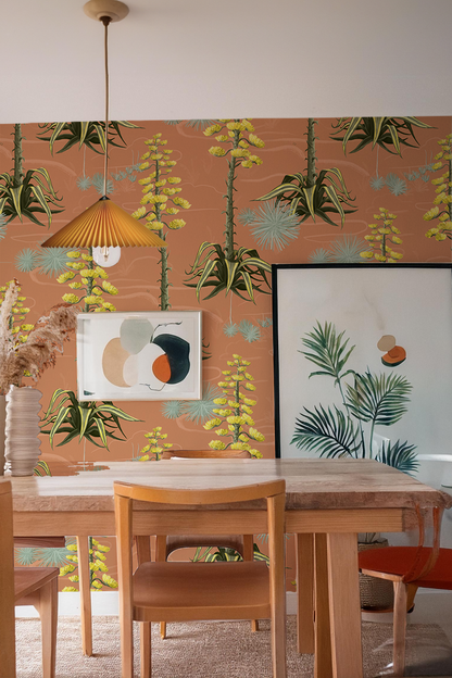 Agave Valley Wallpaper, terra cotta - Tampa Home & Garden Store