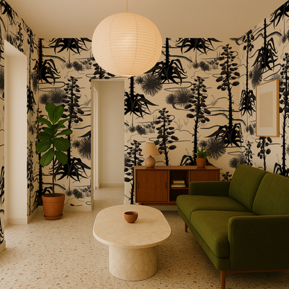 Agave Valley Wallpaper, white and black - Tampa Home & Garden Store