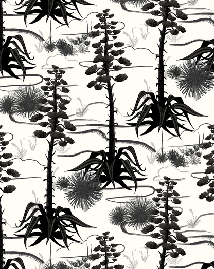 Agave Valley Wallpaper, white and black - Tampa Home & Garden Store