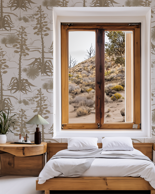Agave Valley Wallpaper, white and tan - Tampa Home & Garden Store