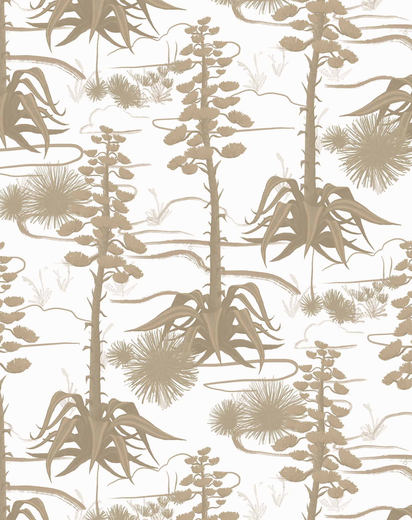 Agave Valley Wallpaper, white and tan - Tampa Home & Garden Store