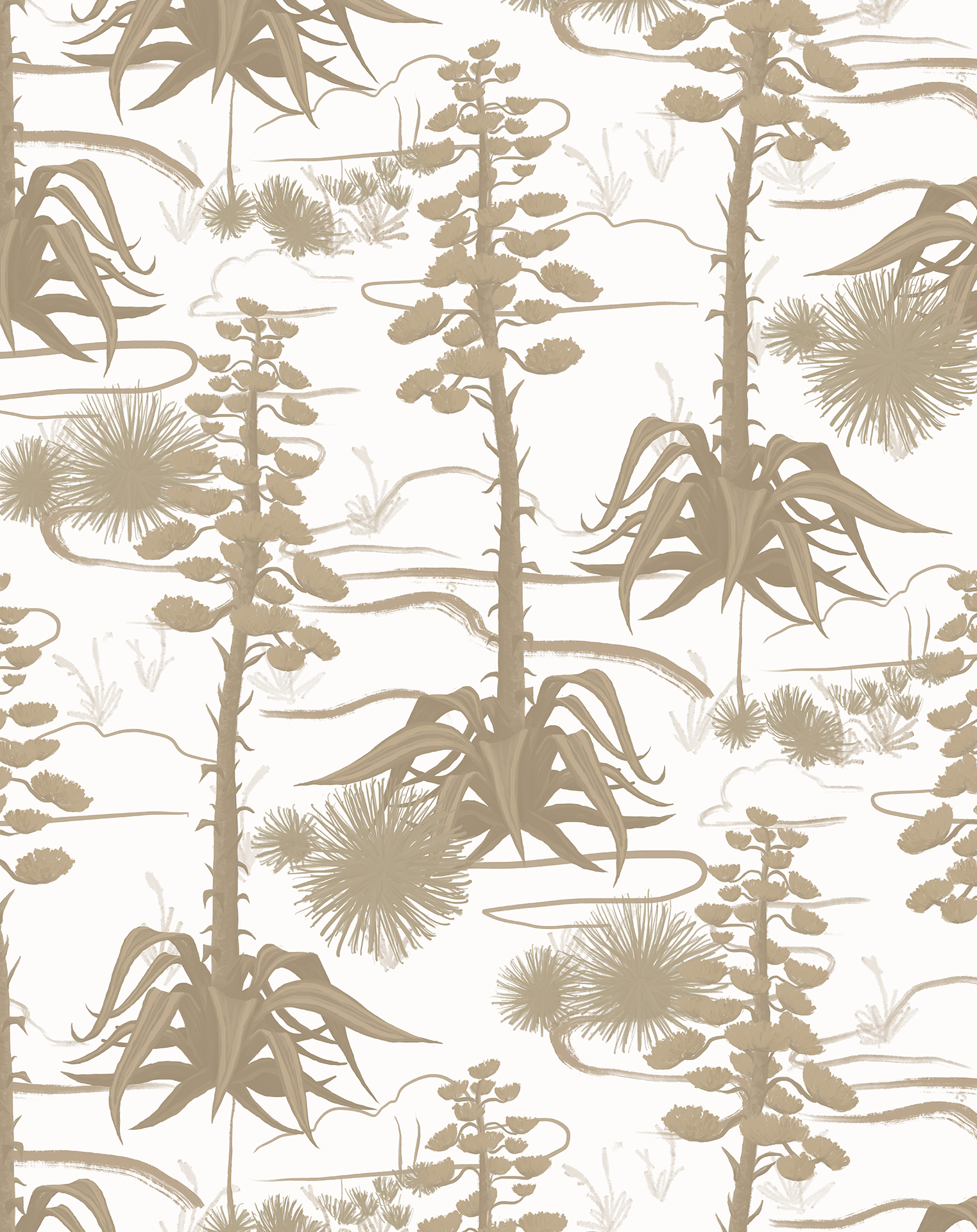 Agave Valley Wallpaper, white and tan - Tampa Home & Garden Store