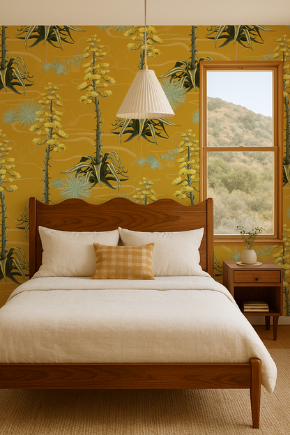 Agave Valley Wallpaper, yellow - Tampa Home & Garden Store