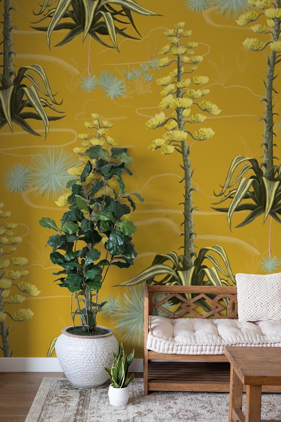 Agave Valley Wallpaper, yellow - Tampa Home & Garden Store