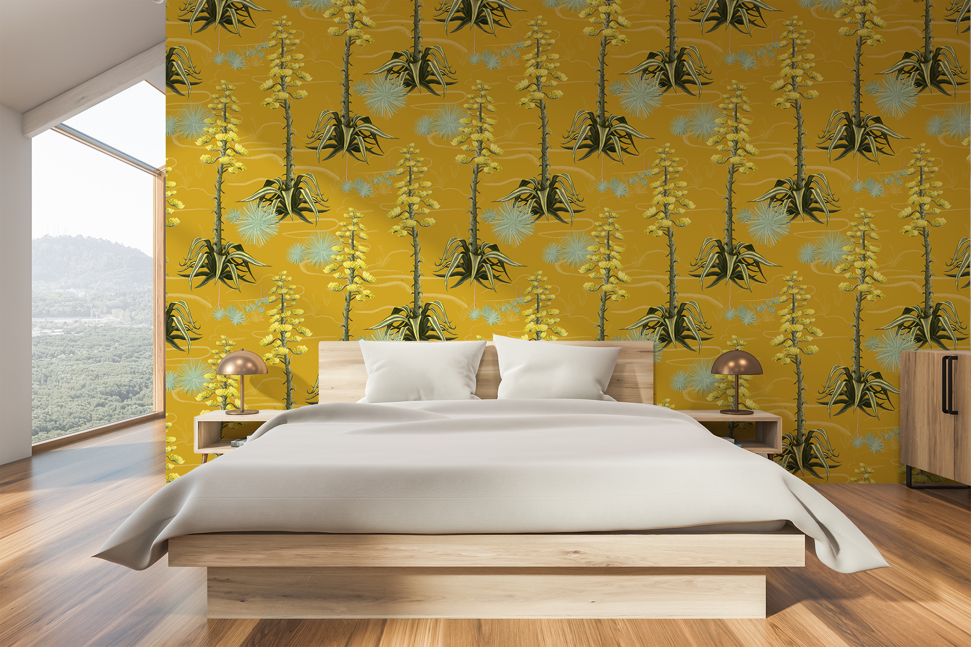 Agave Valley Wallpaper, yellow - Tampa Home & Garden Store