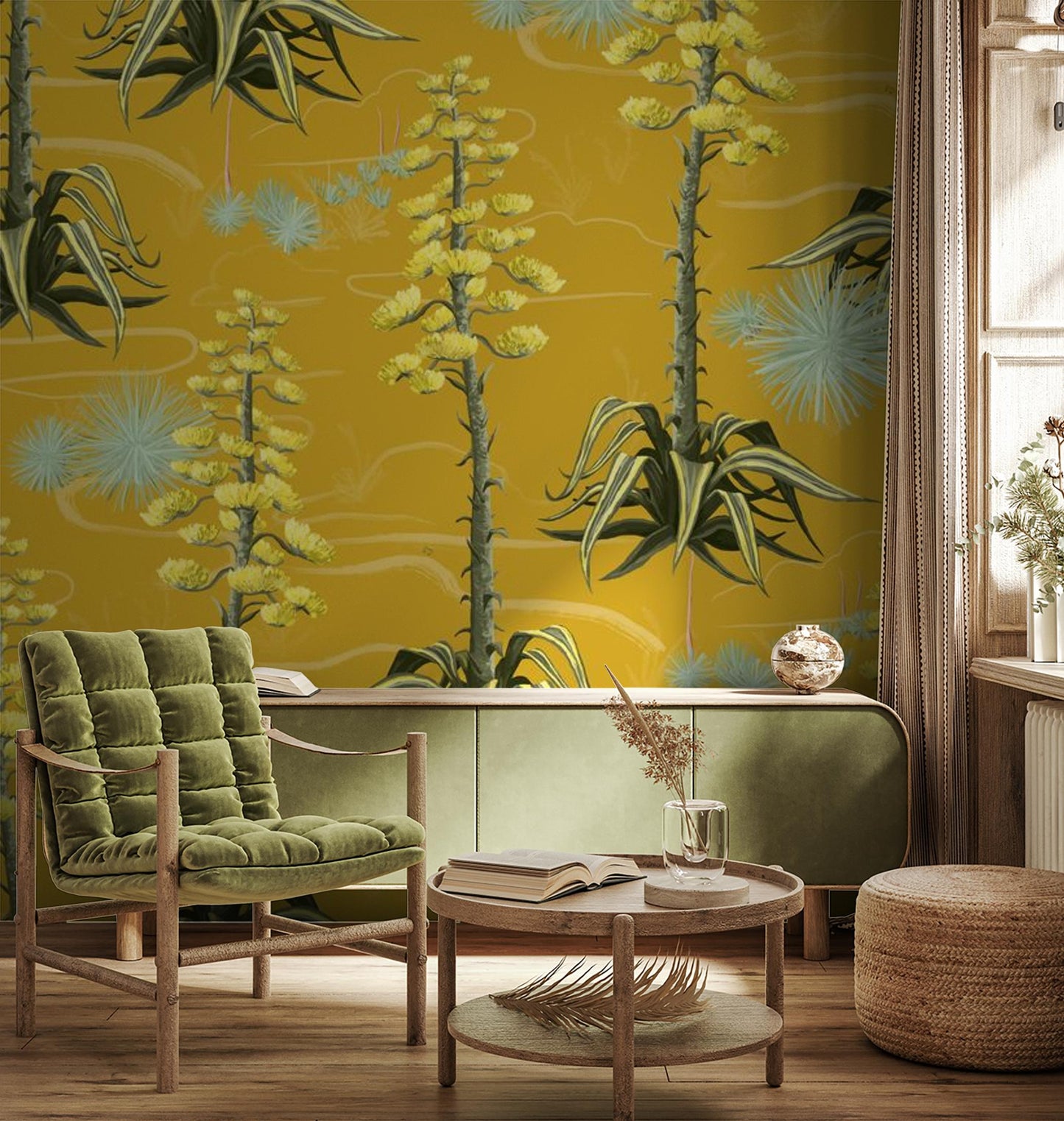 Agave Valley Wallpaper, yellow - Tampa Home & Garden Store