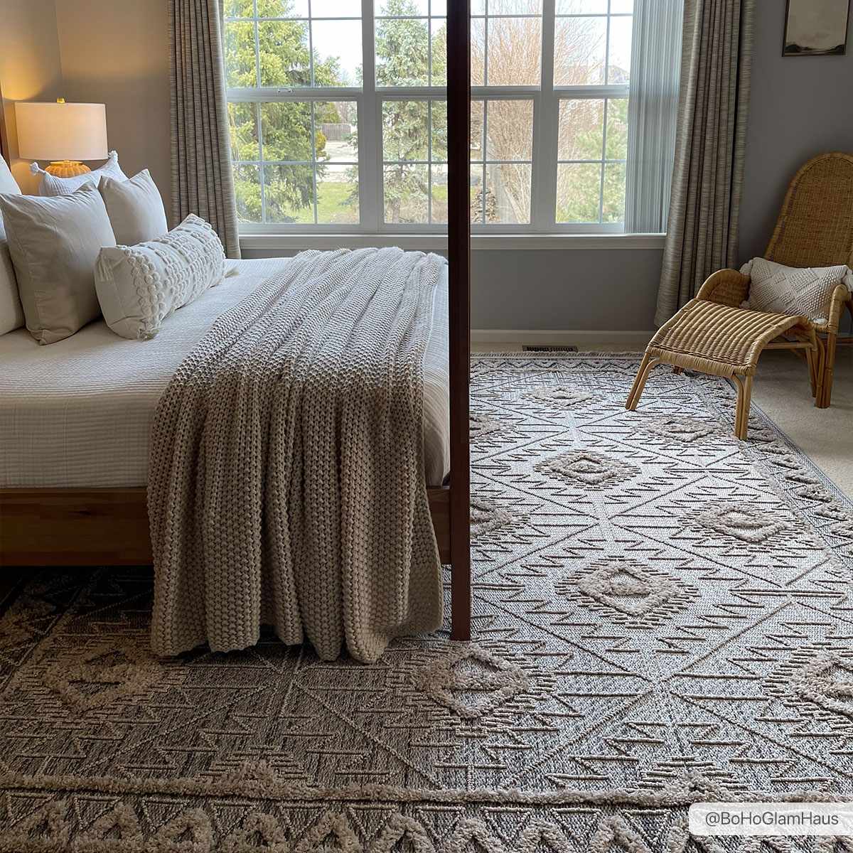 Agoo High-Low Pile Rustic Rug, soft gray geometric area rug by Boutique Rugs on Tampa Home & Garden Store