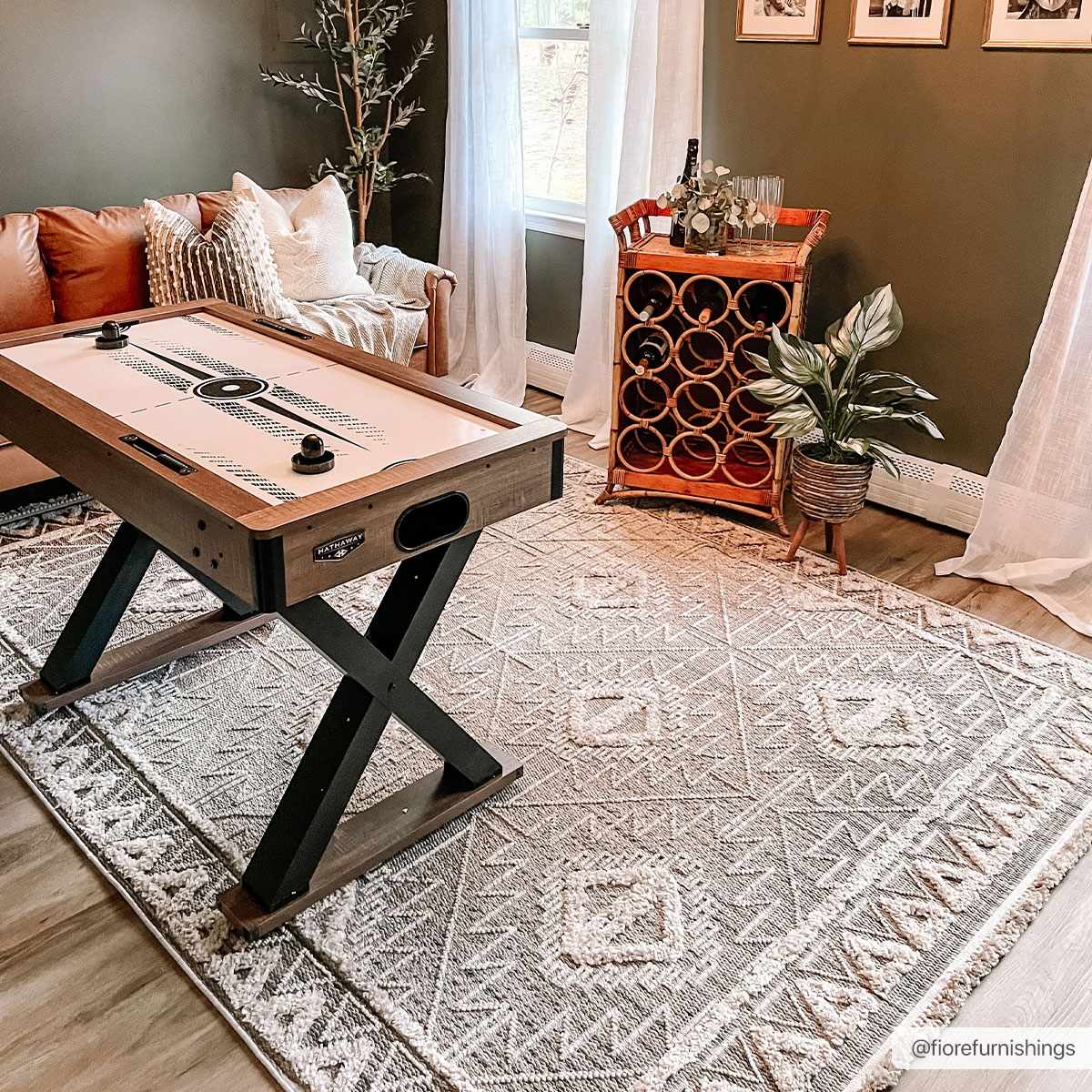 Agoo High-Low Pile Rustic Rug gray ivory geometric pattern for living spaces on Tampa Home & Garden Store
