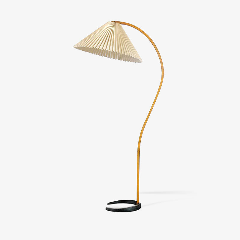 Arbora Arc floor lamp in beech wood with pleated shade plug-in by Moktan Sabai on Tampa Home & Garden Store