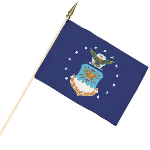 Air Force Cemetery Flag – 12" x 18" with Wood Staff & Gold Spear | Made in USA - Tampa Home & Garden Store