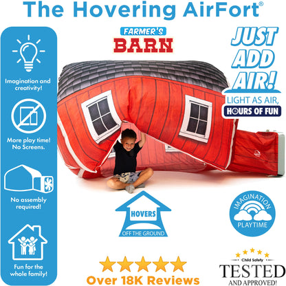 AirFort Farmers Barn inflatable play fort by AirFort.com, red barn design, kids playhouse on Tampa Home & Garden Store