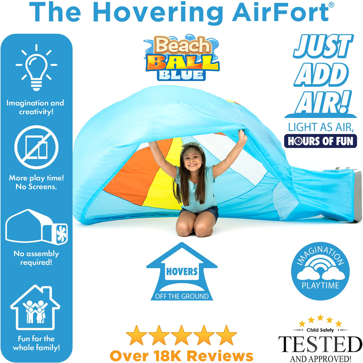 AirFort Beach Ball Blue inflatable kids play fort, blue beach ball design on Tampa Home & Garden Store