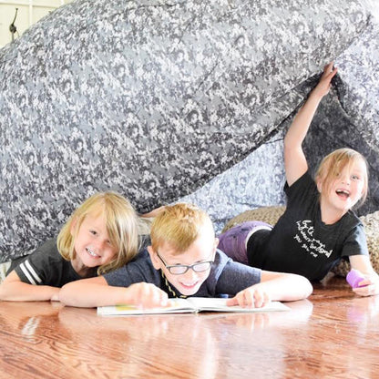 AirFort Digital Camo Inflatable Play Tent for Kids in gray camo fabric AirFort.com brand on Tampa Home & Garden Store
