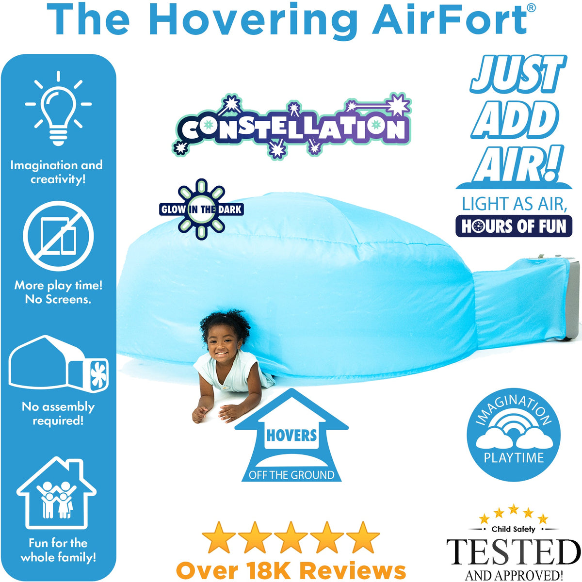 AirFort Constellation glow-in-the-dark inflatable kids play fort, blue, AirFort.com on Tampa Home & Garden Store