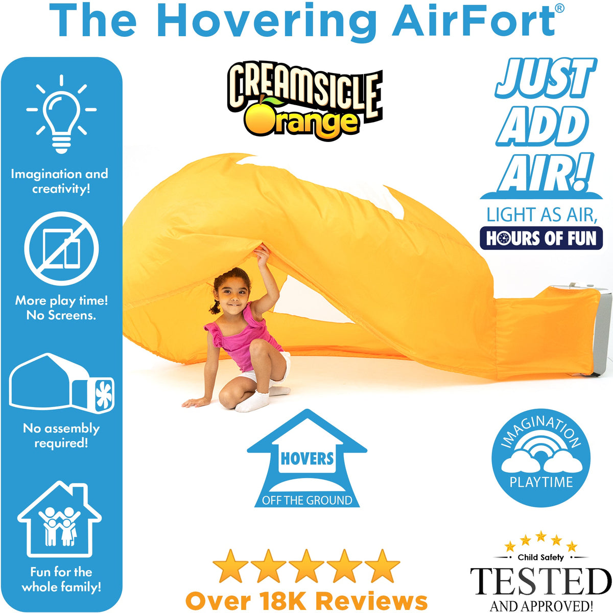 AirFort Creamsicle Orange Inflatable Play Fort for kids, playhouse by AirFort.com on Tampa Home & Garden Store