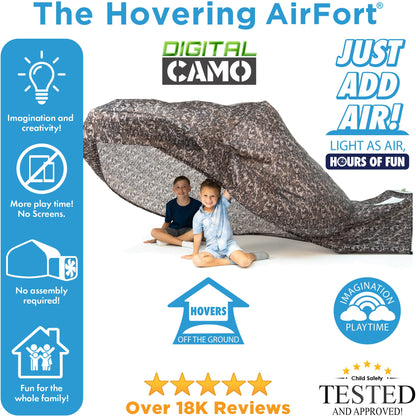 AirFort Digital Camouflage inflatable play tent for kids by AirFort.com with camouflage rock tunnel on Tampa Home & Garden Store