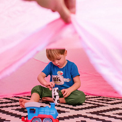 AirFort Pretty In Pink Inflatable Kids Play Fort inside a pink tent with a child and toy truck on Tampa Home & Garden Store